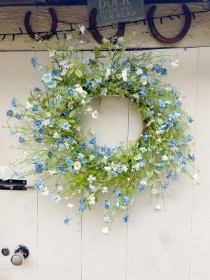 Gisela Graham Blue Meadow Flowers Silk Everlasting Door Wreath