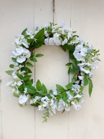 White Wisteria Flowers Silk Everlasting Door Wreath