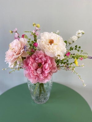 Gisela Graham mixed floral arrangement in vase