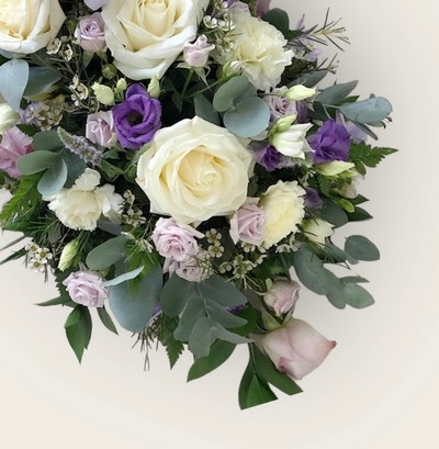 Lilac and White Double Ended Casket Spray