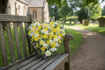 Yellow and White Closed Heart Tribute