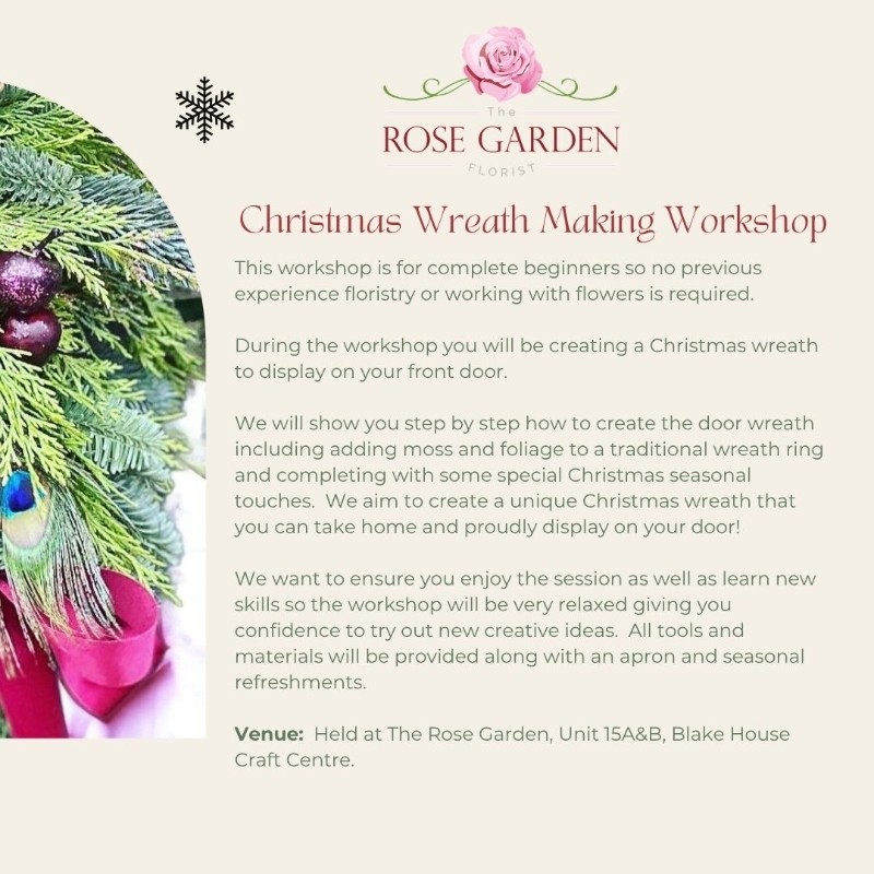 Christmas Wreath Workshop Sunday 6th December