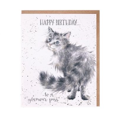 Wrendale Grey Cat Birthday Card