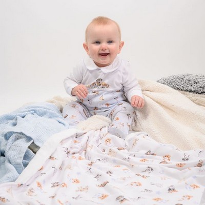 Wrendale Little Paws Dog Printed Babygrow   0 3 months