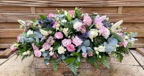 Rose & Eryngium casket spray (other colours available)
