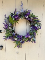Artificial Blue and Lilac Door Wreath