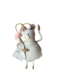 Gisela Graham White Mouse Decoration